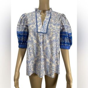 PINCH AVARA Floral Contrast Floral Puff Sleeve Women's Top size XL